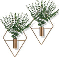 Canlierr 4 Pieces Bronze Wall Decor Hanging Planters with Artificial Plants Metal Hanging Vase Indoor Plants Holder Modern Boho Wall Art for Bathroom Bedroom Living Room Decor, Eucalyptus