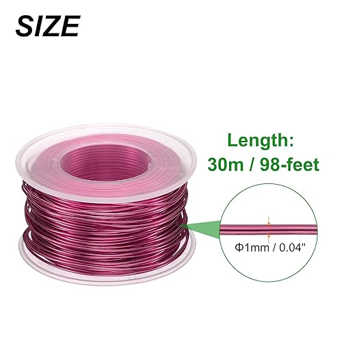 HARFINGTON Bonsai Wire Anodized Aluminum Training Wire Roll 1mm/18 Gauge 98ft Length Bendable Bonsai Tree Wire for Garden, Horticulture, Landscape, Planting, Wine Red