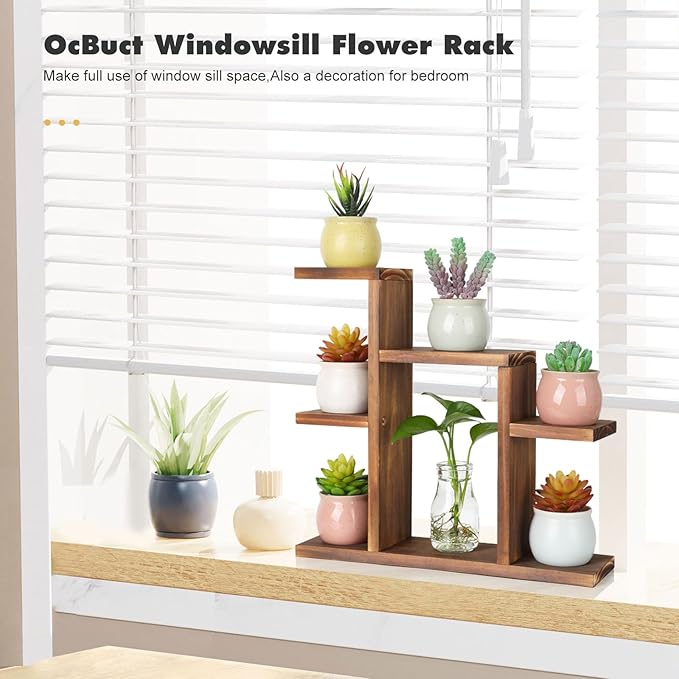 Small Desk Plant Stand 7 Tiers Window Sill Plant Shelf Tabletop Succulent Stand Wood Desktop Flower Pot Stand Holder Plant Rack for Windowsill Desktop Window Ledge Countertop Narrow Space