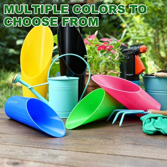 M METERXITY 6-Pack Bonsai Soil Scoops, Plastic Garden Soil Scoops Bucket Shovel Potting Scoopers for Transplanting/Flower Planting/Plant Succulent, Colorful Small Gardening Tools [Black]