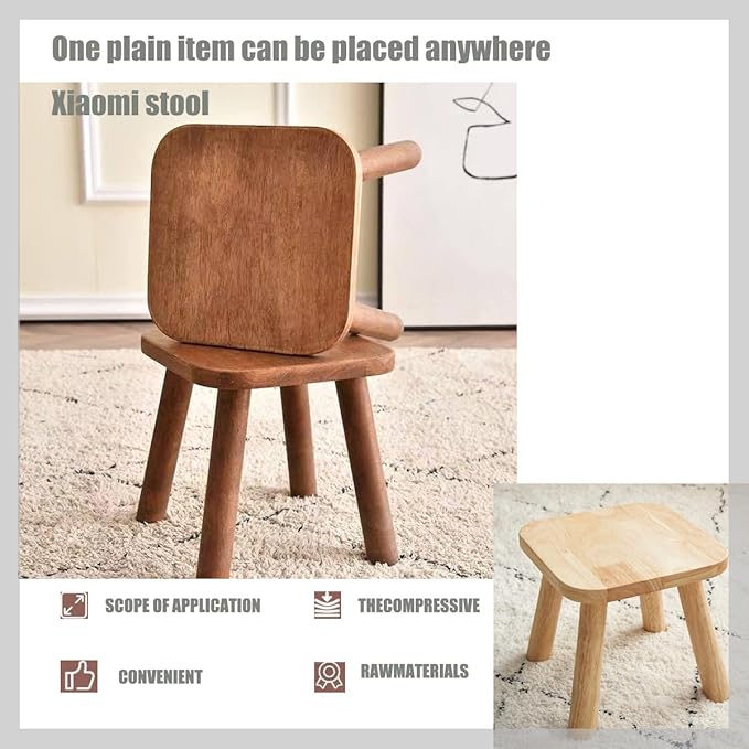 Wooden Step stools, Plant stools, Small Wooden stools with Four Detachable and Assembled Legs,offering Good Balance. (Wood Tone)