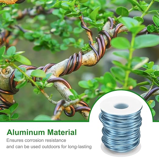 HARFINGTON Bonsai Wire Anodized Aluminum Training Wire Roll 3mm/9 Gauge 33ft Length Bendable Bonsai Tree Kit for Garden, Horticulture, Landscape, Planting, Gray Blue