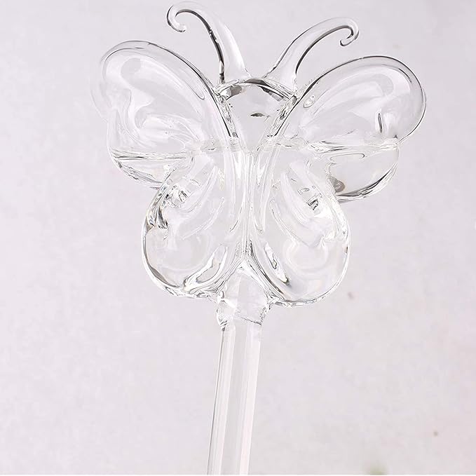 RainbowBaby Plant Waterer, Self Watering Globes, Hand Blown Transparent Mini Clear Aqua Bulbs (Butterfly Shape)