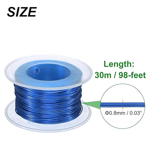 HARFINGTON Bonsai Wire Anodized Aluminum Training Wire Roll 0.8mm Gauge 98ft Length Bendable Bonsai Tree Wire for Garden, Horticulture, Landscape, Planting, Blue