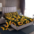 Feelyou Sunflower Bed Sheets Set Queen Girls Yellow Floral Butterfly Sheet Set for Kids Women Bedroom Chic Flowers Pattern Bedding Set Botanical Nature Bedding Ultra Soft Twin Size with 2 Pillow Case