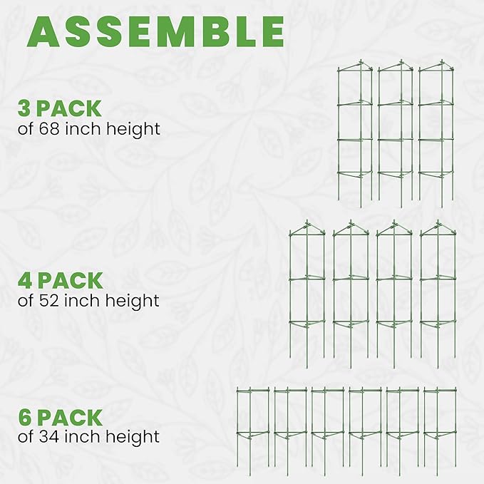 K-Brands Tomato Cage - Tomatoes Plant Stakes Support Cages, Trellis for Garden & Pots, Plant Support Structures for Vegetables and Climbing Plants (3 Pack - Tall Upto 68 inches)