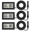 3Pcs Mini Digital Thermometer Hygrometer with Probe Electronic Temperature Humidity Gauge Meters Indoor LCD Display Fahrenheit for Humidors,Greenhouse,Garden,Incubator Reptile Terrarium