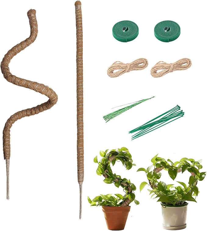 Mcbazel 2 Pack 39'' Bendable Moss Pole, Monstera Plant Support, Coco Coir Moss Poles for Climbing Plants, Stakes for Indoor Plant, Accessories for Monstera Pot