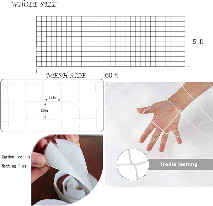 BaseGoal All-Weather Trellis Netting Mesh Plant Garden Vine Growing Flexible String Net