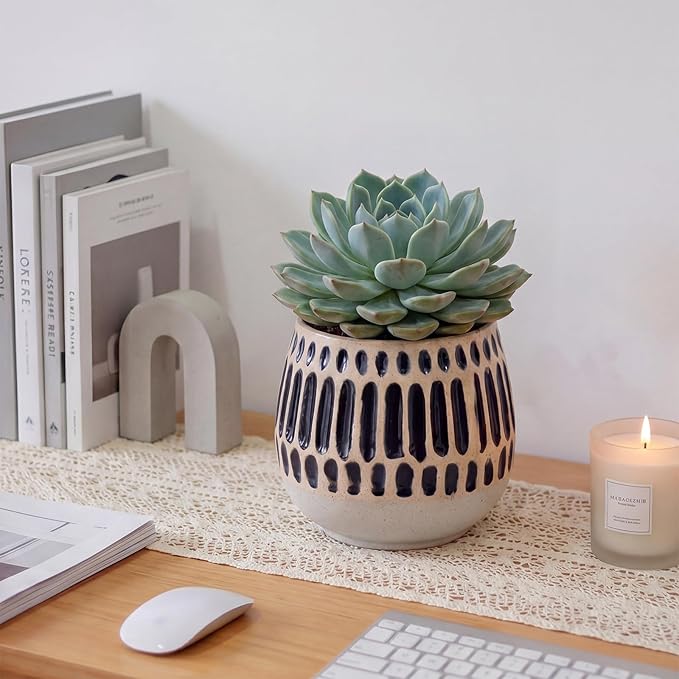 Ceramic Planter 4 Inch Plant Pots Indoor Outdoor Succulent Plant Pot Flower Pots Mid-Century Planter Ceramic Pot