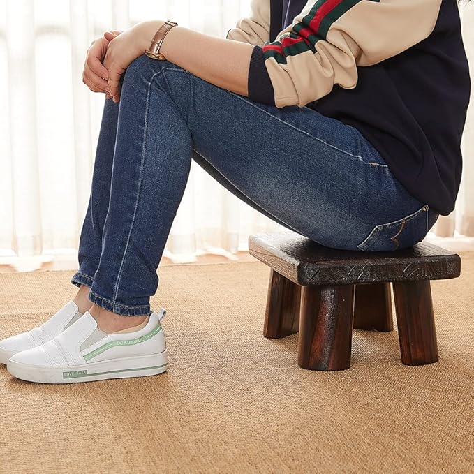 Wooden Stool, Bedside Step Stool, Step Ladder for Kitchen & Bathroom, Foot Rest Stool, Super Sturdy Hold Up to 500 LBS
