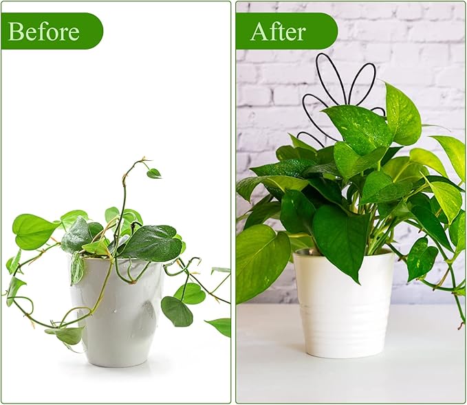 Tosnail 6 Pack Metal Plant Trellis for Potted Plants, 12.4 Inch Wire Plant Stakes, Small Garden Trellis, Cute Leaf Shaped Plant Support for Houseplant Home Climbing Plants Indoor Outdoor