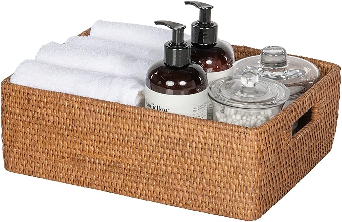 KOUBOO Laguna Rattan Shelf & Basket, Wicker Storage Basket, Ideal for Kitchen Storage Baskets Shelves, Decorative Box, Toys Home Organizer Natural