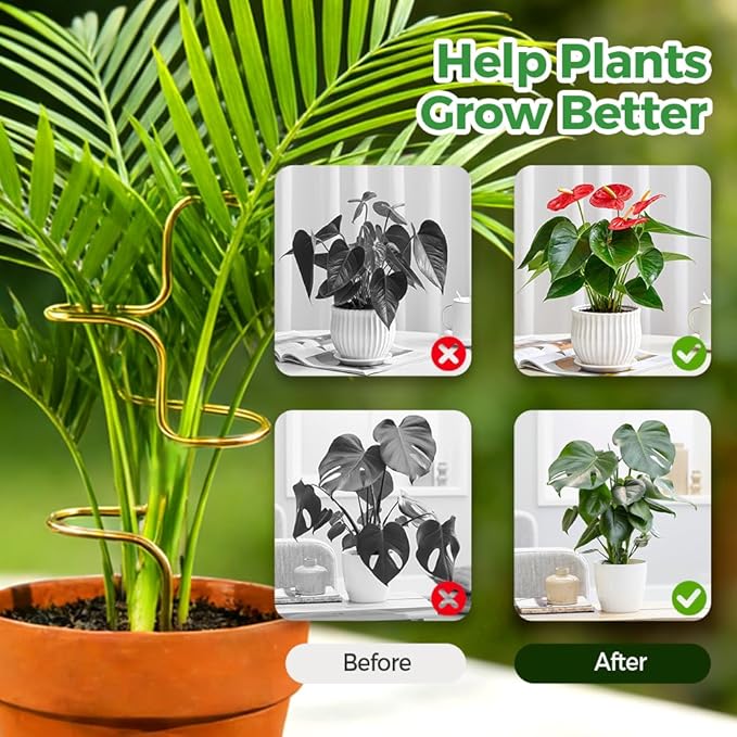 Plant Stakes, 2026 New Plant Support Stakes for Indoor Plants, Potted Stem Climbing Holders, Plant Sticks Support Tall for Indoor Monstera Tomato Orchid Potted Plants Flower (Mix 4PC)