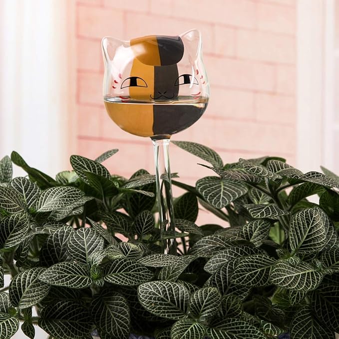 KiKiHeim Automatic Plant Waterer Globes Self Watering Planter Insert Devices System, Hand Blown Clear Glass Water Bulbs for Indoor&Outdoor, 6.4oz/190ml Capacity, 3 Cats