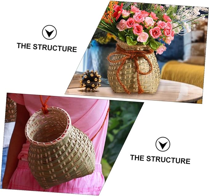 Zerodeko 1pc Handmade Woven Flower Basket Rustic Storage Container for Home Decor Multi-functional Basket for Flower Arranging and Organizing Natural Material Design