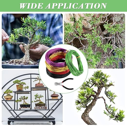 Bonsai Wire for Bonzai Trees,1.5mm x 10m/roll Aluminum Bonsai-Training Wires with Hand Plier Cutter,Adjustable Easy to Bend Anodized-Wires for Bonsai-Tree Training DIY Tools(5roll)
