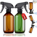 2 Packs Plastic Spray Bottles 360°Water Spray Bottle for Cleaning - 10 oz/300 ml Upside Down Spray Bottle Small Squirt Bottle with Adjustable Nozzle for Hair, Cooking, Plant, Pet (Brown + Green)