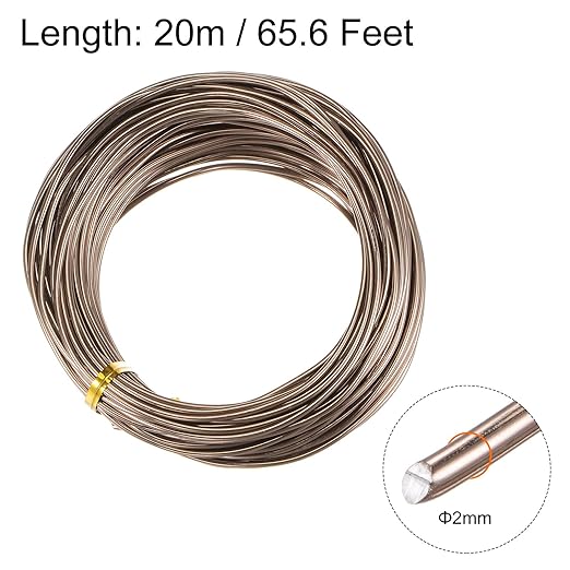 HARFINGTON Bonsai Training Wire 2mm Total 20mm 66 Feet Anodized Aluminum Wire Corrosion Resistant Garden Wire for Plants Bonsai Trees Shaping Bending Indoor, Brown