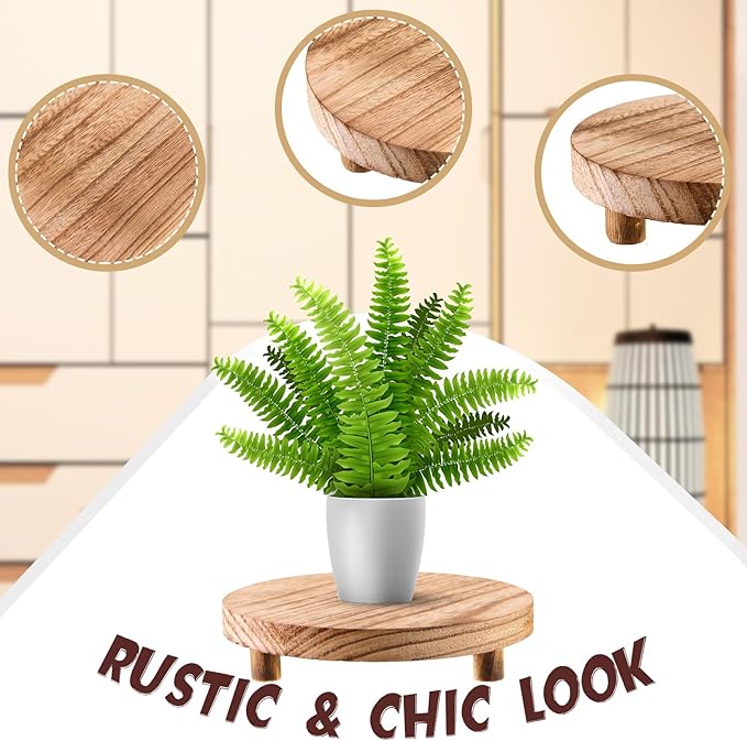 Geetery 4 Pcs Wooden Risers for Display Wood Pedestal Stand Mini Tray Stand Round Wooden Pedestal Holder Rustic Riser for Decor Tiered Tray Decor Home Kitchen, 5/6/7/8 Inch(Light Brown)