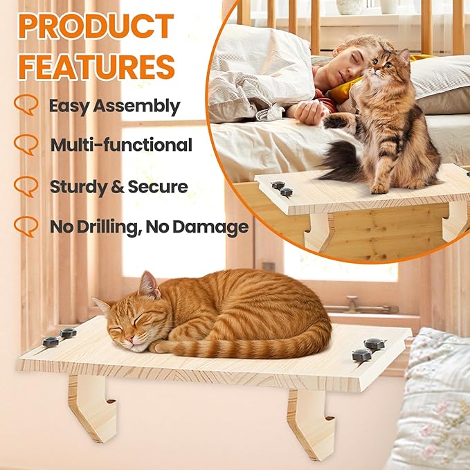 Wooden Window Plant Shelf Stands, 22" Sill Extender for Indoor Plants No Drilling, Renter Friendly Design，Easy Installation Without Damage