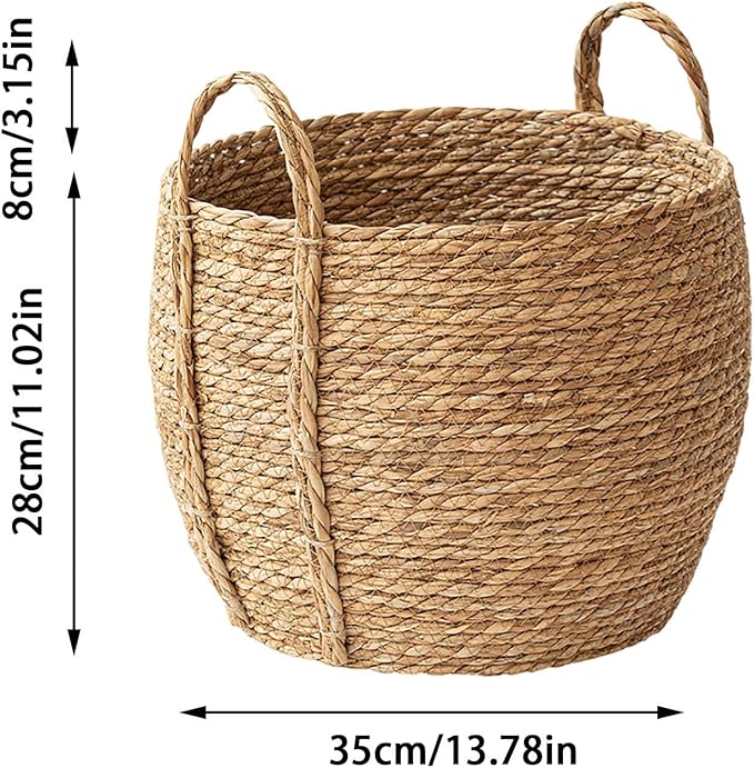 Wicker Planter Basket, Basket Planters for Indoor Plants, Rattan Grass Woven Flower Baskets, Planter Pot for Living Room,Floor Standing Storage,Balcony Garden Decoration (13.77x14.17in)