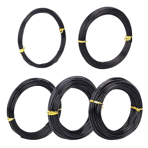 5 Roll Anodized Aluminum Bonsai Training Wire Kit with Bag, Black Bonsai Training Wire, Plant Wire Kit for Bonsai Artists & Beginners by Biugaaufai (1.0mm, 1.5mm, 2.0mm, 2.5mm, 3.0mm,5-Size 328 Feet)