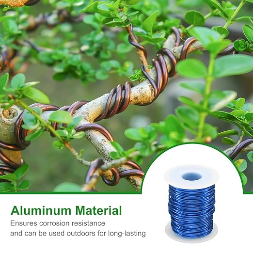 HARFINGTON Bonsai Wire Anodized Aluminum Training Wire Roll 1.5mm/15 Gauge 98ft Length Bendable Bonsai Tree Wire for Garden, Horticulture, Landscape, Planting, Blue