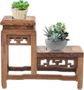 DOITOOL Wooden Plant Stand Indoor 2 Tier Wood Plant Shelf Wooden Planter Risers Flower Stand Vintage Display Planter Display Figurine Display Base for Home Garden