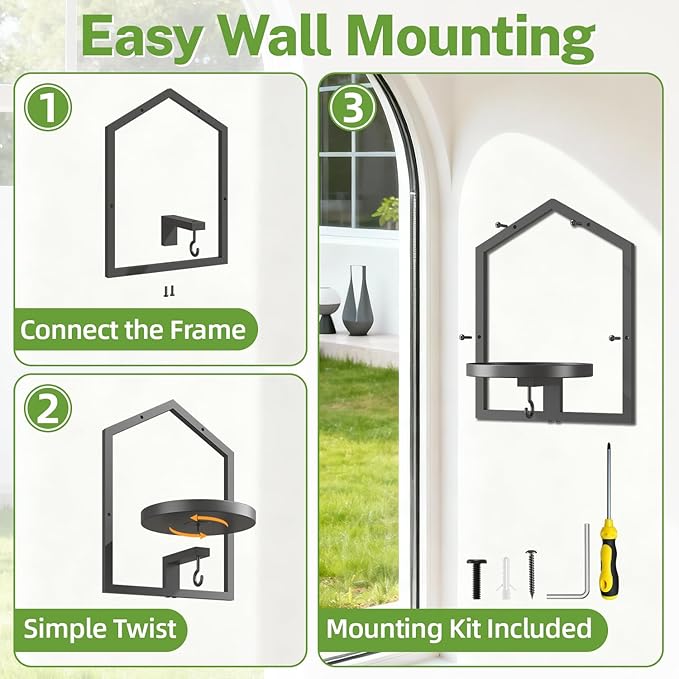 iDavosic.ly Wall Plant Picture Frame Holder Set of 3 for Indoor, Metal Stand with Hanging Hooks, Floating Flower Display Home Decor, Space Saving & Easy to Assemble (Pots/Chains/Plants Not Included)