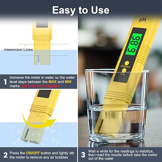 2025 All-New pH Meter for Water - High Accuracy Digital pH Tester (0.01 Precision) with UL Certification and 3 pH Calibration Powders - Ideal for Home Water, Hydroponics, Aquariums, Pools, and More