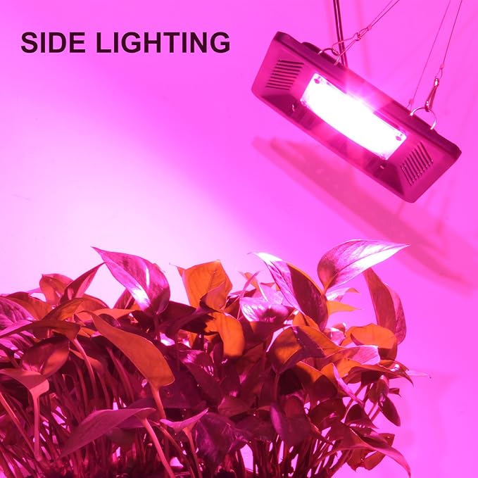 Waterproof 100W LED Grow Light Full Spectrum, New Technology COB LED Grow Light, Natural Heat Dissipation Without Noise, Suitable for Plants All Growing Stage Indoor or Outdoor.