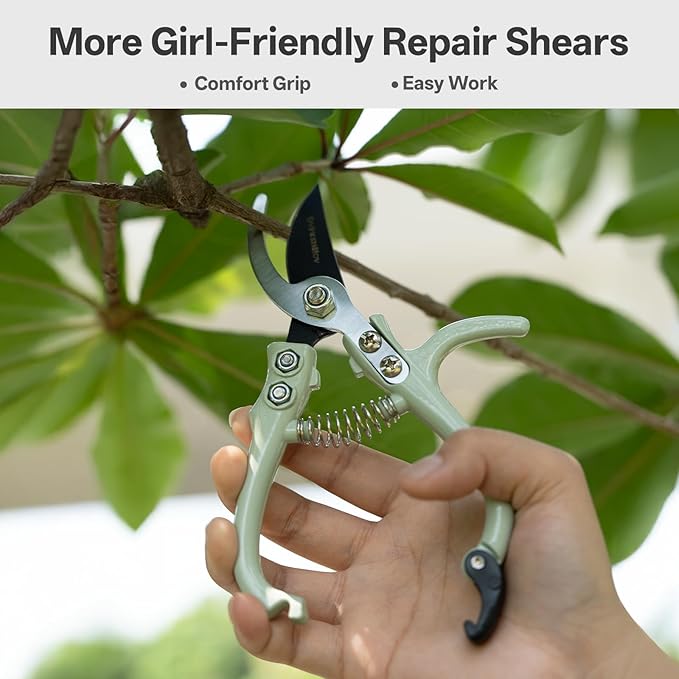 Pruning Shears for Gardening,Lightweight Plant Shears,Q-Shaped Garden Scissors for Cutting Flowers，Pruners for Tree Trimming,Indoor Plant Scissors for Women (Green)