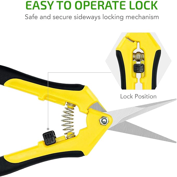 iPower 6.5 Inch Gardening Hand Pruner Pruning Shears Trimming Scissors with Straight Stainless Steel Blades for Bonsai, Herb, Bud, Hedge, 16-Pack, Yellow