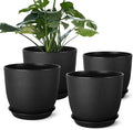 Ferlypote Plant Pots 8 Inch Set of 4, Flower Pots with Multi Mesh Drainage Holes, Planters for Indoor Outdoor Garden Plants and Flowers (Black)