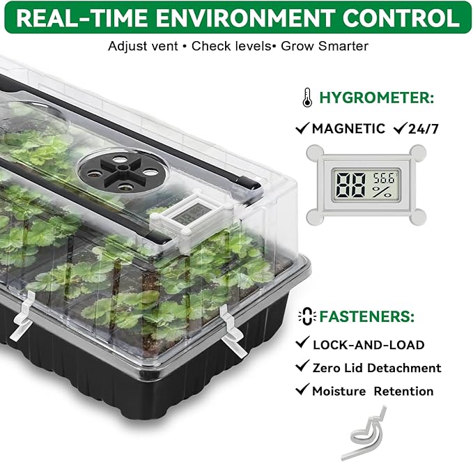 Seed Starter Tray with Grow Light,2 Pack 72 Cells Seed Starter Kit with Humidity Dome, Seed Starting Trays for Indoor Plant,Seedling Starter Trays for Germination