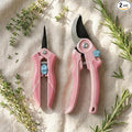 NEXON Garden Pruning Shears 2 Pack, 8" Bypass Hand Pruner & 6.25" Precision Garden Scissors, Professional Garden Clippers for Plants and Flowers Pink