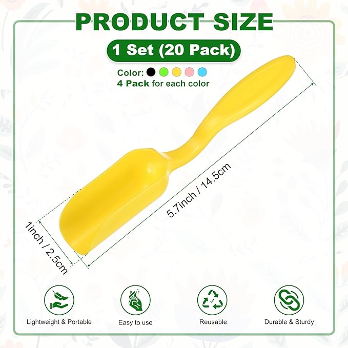 M METERXITY 20-Pack Mini Gardening Shovel Spoons, Plastic Garden Soil Scoops for Cultivation Digging Transplanting/Flower Planting/Plant Succulent, Colorful Small Gardening Tools [Multicolor]