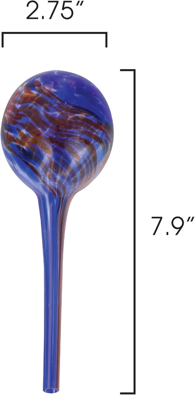 3-Piece Mini Watering Globe Set, Colorful Hand-Blown Glass Plant Watering System