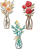 AXHoustake 3 Piece Metal Flower Wall Decor Set - DIY Rustic Colorful Floral Wall Art for Bathroom, Kitchen, Living Room, Bedroom - Farmhouse Metal Wall Art with Lily, Rose, Daisy - Housewarming Gift
