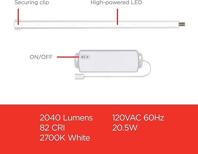 UltraPro 10in. Linkable LED Bright Strips, 6 Pack, 1650 Lumens, 2700K Warm White Light, Low Voltage, Under Cabinet Lighting, Strip Light, Flat Plug, Grow Lights for Indoor Plants, 44415