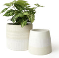 LA JOLIE MUSE Flower Pots Indoor Plant Pot Set of 2, Unique Small Ceramic Plants Planter, 6.4+ 5.1 Inch Planters, Beige