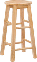 Linon Natural Barstool with Round Seat, 24-Inch