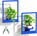 Wall Plant Shelf, Hanging Frame Decor Planter for Indoor Plants, Wall Plant Holder for Living Room/Entryway/Garden Flower Pot Holder Free Garden Shears (Square-Blue, 2pcs)
