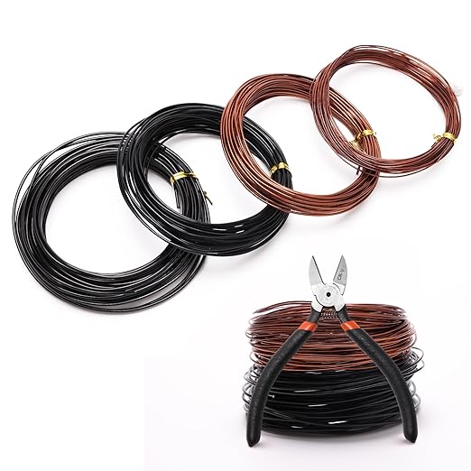 Bonsai Training Wire Kit for Bonzai Trees Indoor, Bonsai Wire Kit, Aluminum Wire for Handicrafts, Bonsai Tool Set with Cutter Size of 1-mm, 1.5-mm, 2-mm