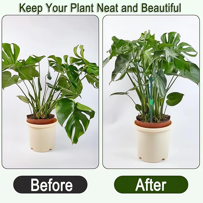 5 Pack Stackable Monstera Plant Support Climbing Plants Support Structures for Indoor Outdoor Plants Plant Holder Stick with Plant Ties for Support Tall Potted Plants, Bonus: 1 Roll of Gardening Tape