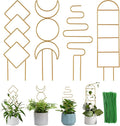 Wellsign Indoor Plant Trellis for Potted Plants, 16inch Gold Small Trellis for Climbing Plants Outdoor Garden Metal Trellis with Different Patterns for Vine Ivy Flower Plant Support 4 Pack