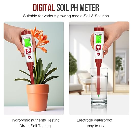 Digital pH Meter High Accuracy UL-Certified Water Tester with 6 Packs Calibration Powders Color LCD Backlit Display with pH Test Strip for Pools Hydroponics Aquariums Hot Tubs Drinking Water