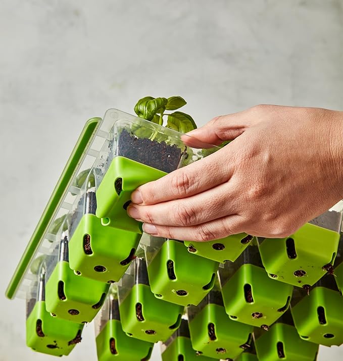 Burpee SuperSeed Starting Tray | 16 XL Cell | Reusable & Dishwasher Safe | for Vegetable, Flower & Herb Seeds | Indoor Grow Kit for Deep-Rooted Seedlings, Green