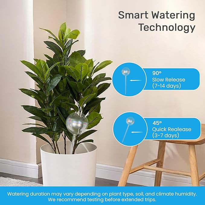 Little Green Leaf Automatic Plant Watering Globes Self Watering Planter Inserts (Set of 2) | Hands Free Clear Glass Bulbs | Planter Spikes to Support Indoor & Outdoor Plant Health (200ml)